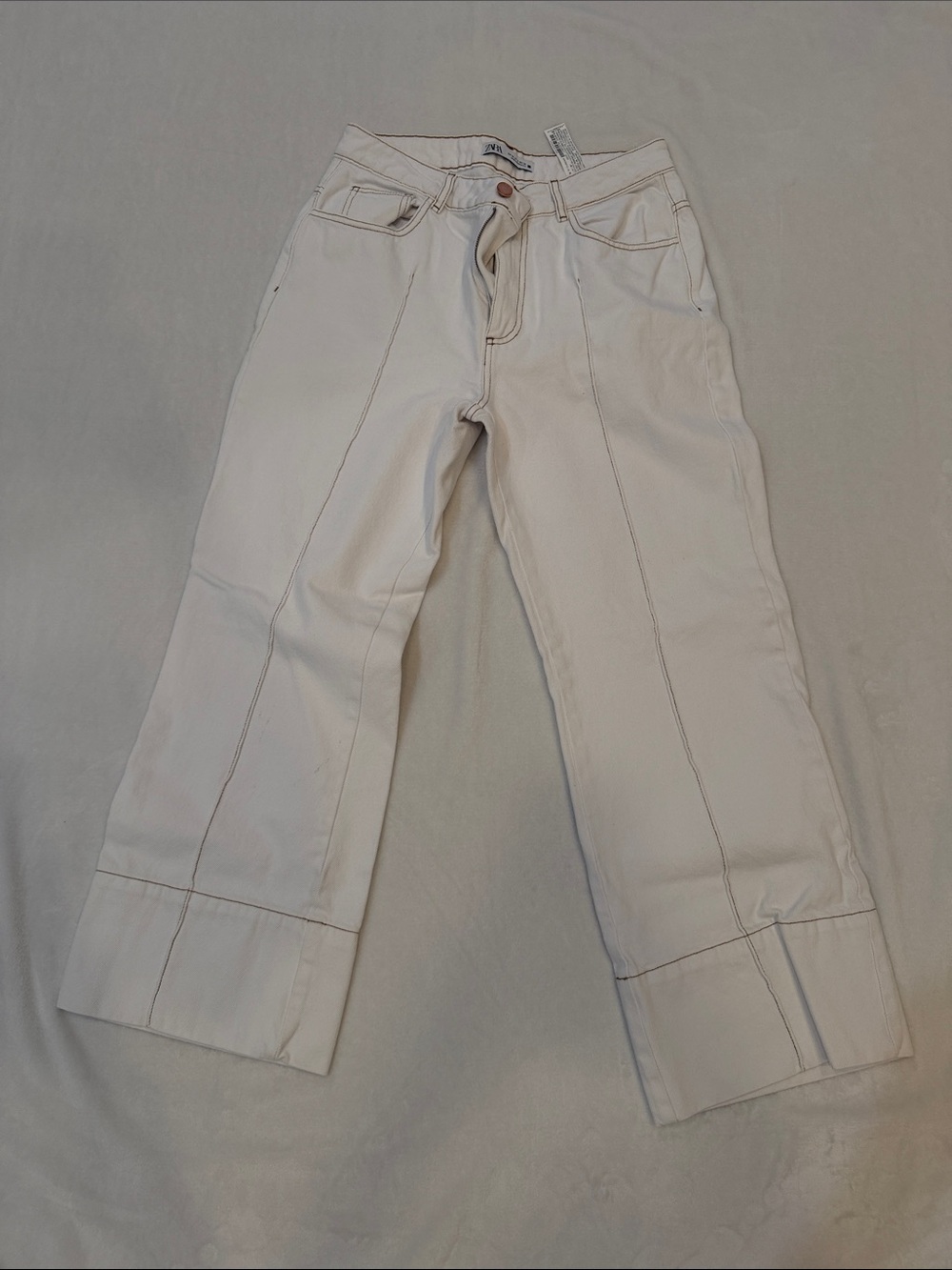 Zara Wide-Leg Whitw Jeans